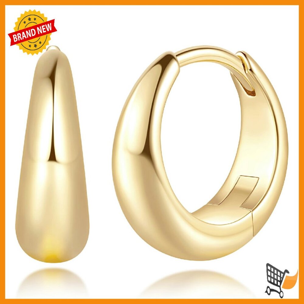 14k Gold Plated Hoop Earrings 18mm Hypoallergenic Lightweight